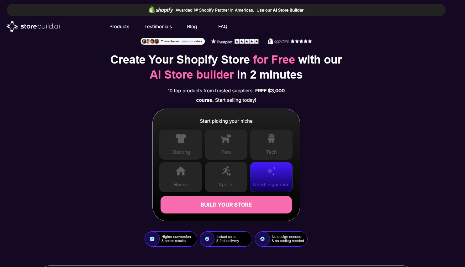 Storebuild.ai landing page preview